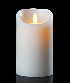 Dancing Flame 7 Inch White Flameless Wax Candle - Timer - Remote Ready